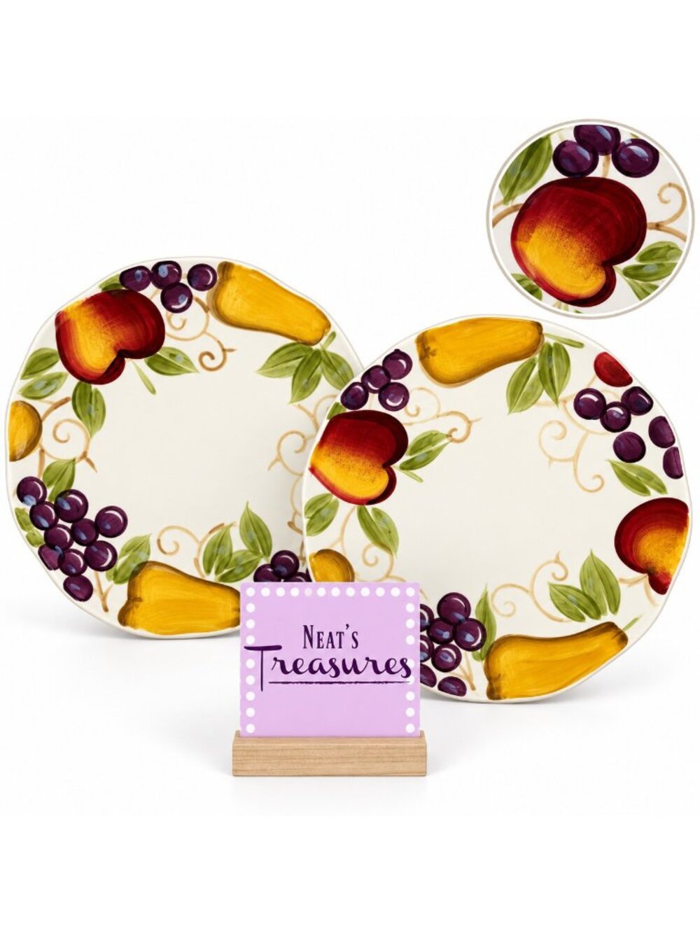 Better Homes And Gardens BELLA FRUIT Scalloped Stoneware 8" Salad Plate Set of 2